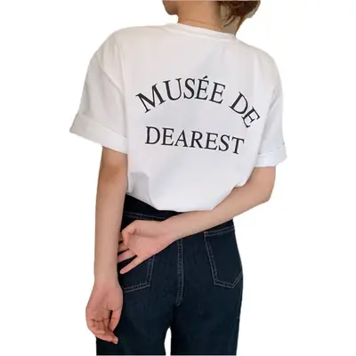 Women Loose Fit Museum Dearest T-Shirt White Back Print