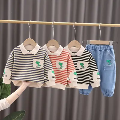 Spring Boys Striped T-Shirt & Pants Set