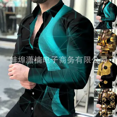 2023 Black Gold Baroque Long Sleeve Shirt
