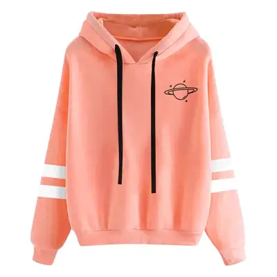 Black Printed Hoodie for Women Long Sleeve Casual Wear