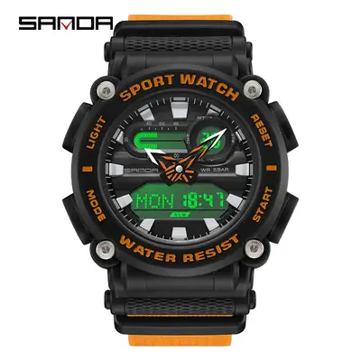 Sanda Sport Watch Green Digital Waterproof Men's Watch