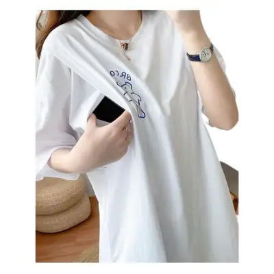 Maternity T-Shirt with Breastfeeding Design White
