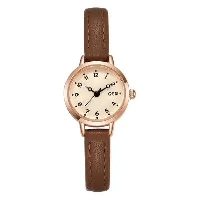Women's Gold Plated Quartz Watch with Leather Belt