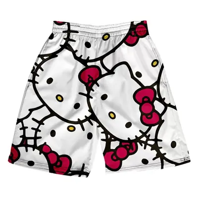 Hello Kitty Cartoon Shorts Men Women Casual Summer Beach Pants