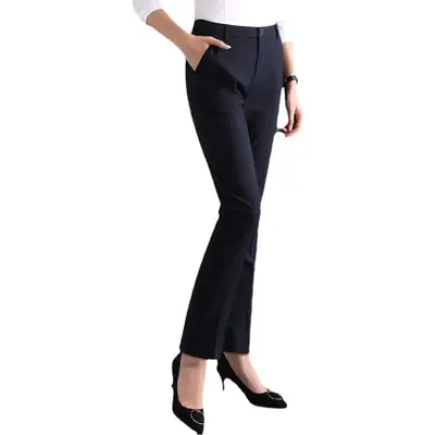 Women's Black High Waist Straight Cut Pants