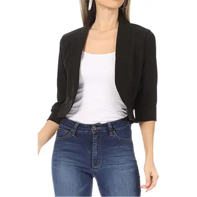 Women's White Bomber Jacket Solid Color Small Suit