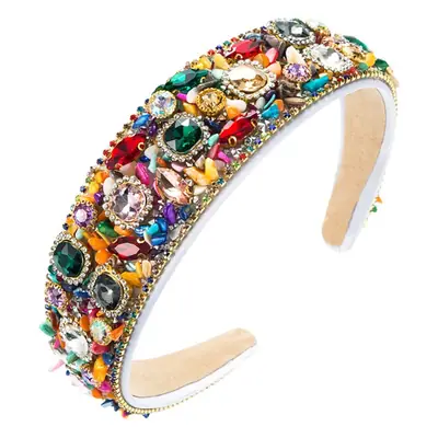 Baroque Color Stone Diamond Headband for Women