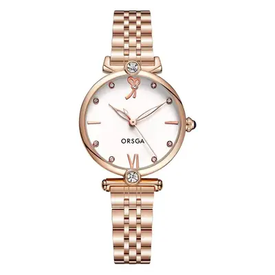 Oshga Rose Gold Women's Quartz Watch with Crystal Details