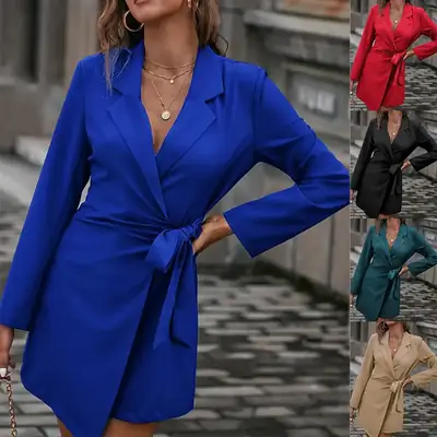 Lace-Up Waist Top Suit Jacket Mid-Length Loose Candy Color