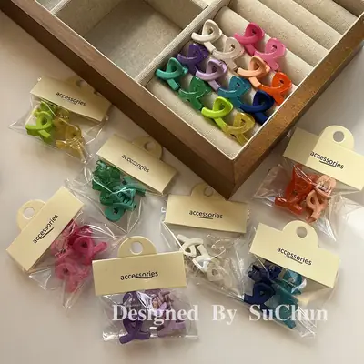 Color Frosted Cross Clip Hair Accessories 4 Pack