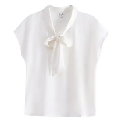 Women's Blue Bow Ribbon Chiffon Shirt
