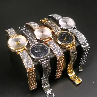 Ladies Quartz Watch with Diamond Band Set