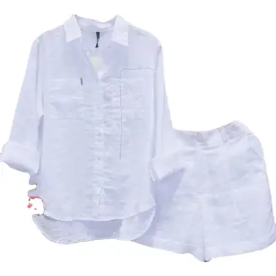 Women Cotton Cross-Country Shirt Suit Yellow Spring Autumn