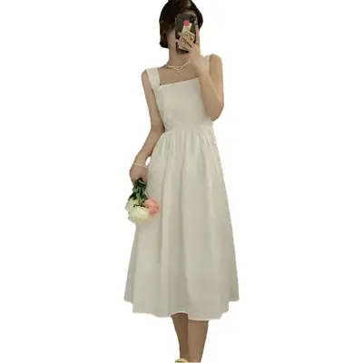 White French Dress Women Summer 2025 Mid-Length Waist Slimming Look
