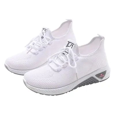 Women Fly-Weave Casual Sneakers White 2025