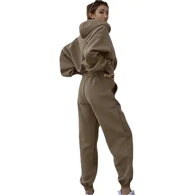 Women's 2023 Casual Sweatshirt Track Suit Brown Grey