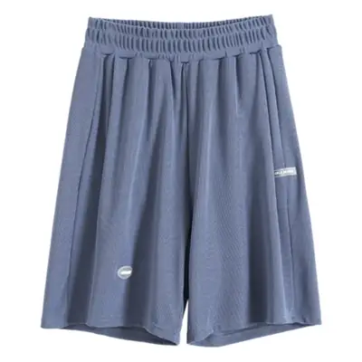 Women Ice Silk Slimming Shorts Blue High Waist