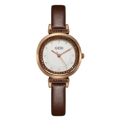 Goldie Niche Women's Gold Leather Watch with Quartz Movement