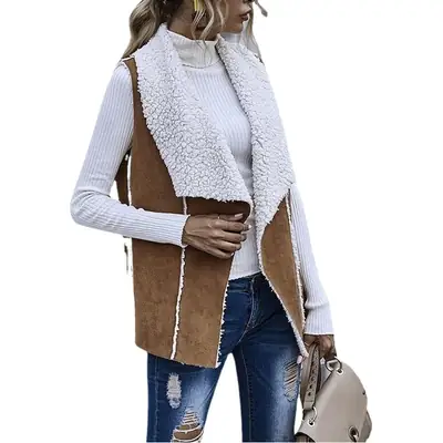 2022 White Suede Sleeveless Vest Jacket Large