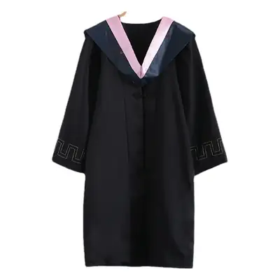 Bachelor's Graduation Gown Black V-Neck College Student