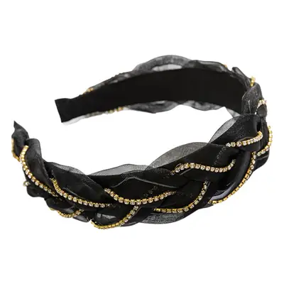 Summer Rhinestone Fairy Mesh Headband with Gold Beads