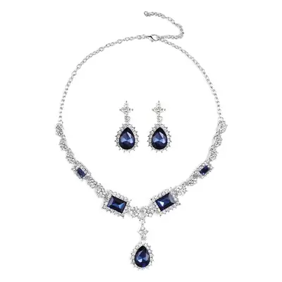 Red Gemstone Necklace & Earrings Set for Women