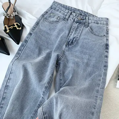 Women's Wide Leg Pants Mint Green High Waist Loose Fit
