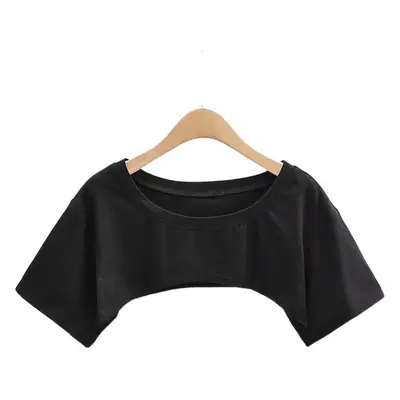 Black Ultra-Short Sleeve Blouse Women's Loose Fit