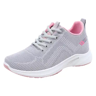 Women's Grey Sports Casual Shoes with Pink Sole