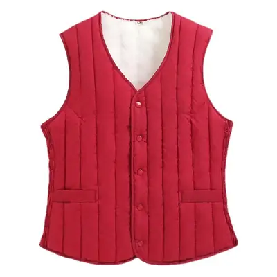 Fleece Lined Button Vest for Women Middle Age Elderly