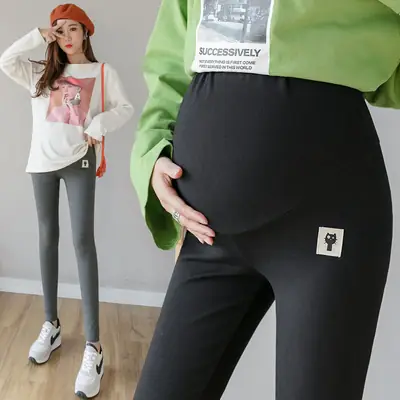 Pregnant Women's Black Modal Leggings Large Size