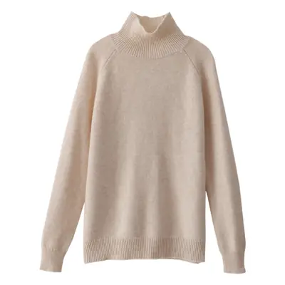 Women's Loose Thickened Turtleneck Sweater Winter Knit Beige