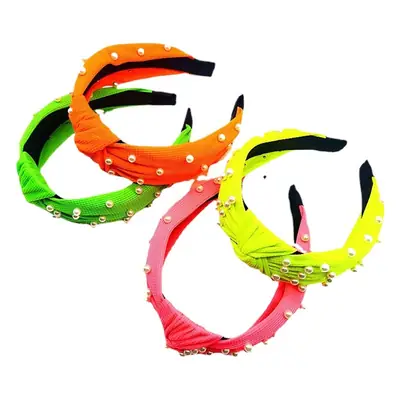 Fluorescent Pearl Headband with Wide Edge Design