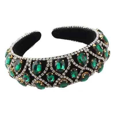 New European Style Wide Sponge Diamond Geometric Headband for Women