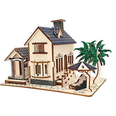 3D Wooden School Model for Kids Educational Toy