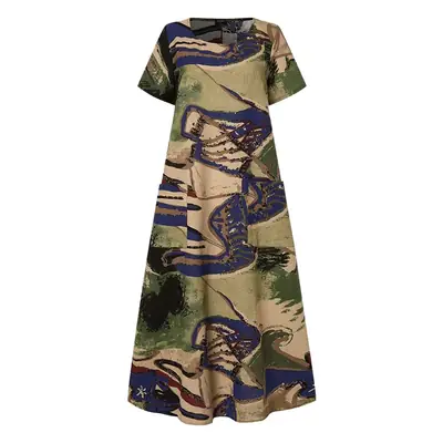 Printed Long Sleeve Women's Dress with Dragon Design