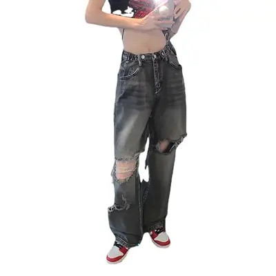 Women High Waist Ripped Jeans 2022 Slimming Plus Size