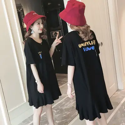 Maternity Black Cotton T-Shirt 2022 New Korean Style