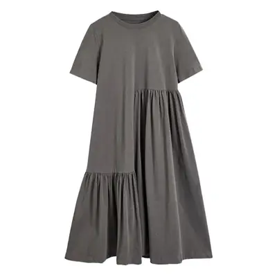 Maternity Dress Grey Irregular Skirt Short Sleeve