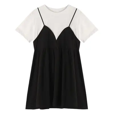 Maternity Dress Summer Loose Plus Size Fake Two Piece