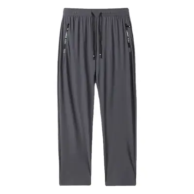 Ice Silk Trousers Summer Korean Style Black Elastic Loose Straight Large