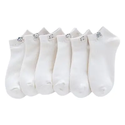 Short socks women's summer bear cloth label white thin boat Socks cute Japanese Joker solid color short socks Zhuji wholesale