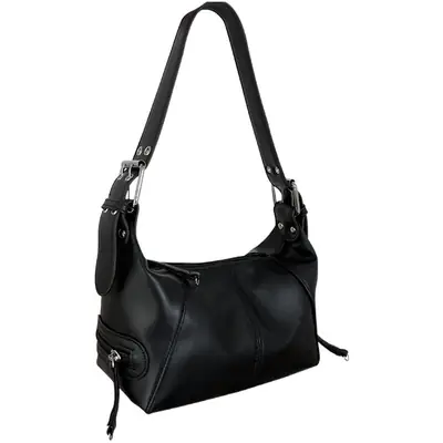 Black Leather Shoulder Bag for Women 2026
