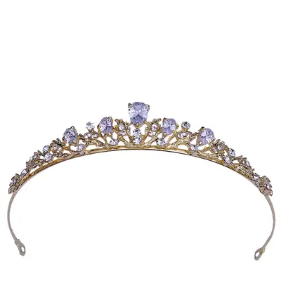 Korean Bridal Crown Headdress with Zircon Rhinestones