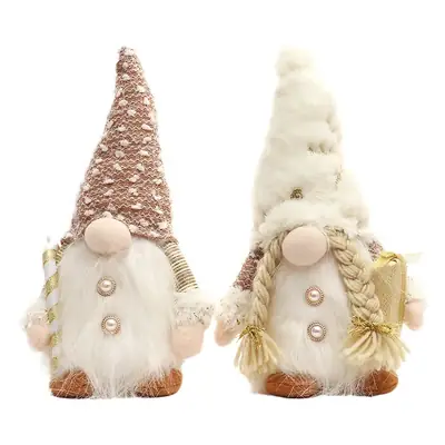 Nordic Couple Rudolph Dolls with Crutch Plush Ornament Set