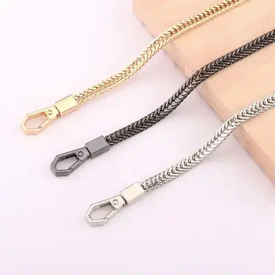 Steel Chain Shoulder Strap Light Gold Wide Strap