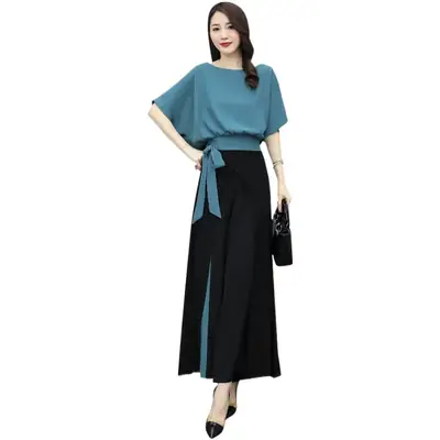 Women Wide Leg Pants Suit Yellow Black 2026 Summer