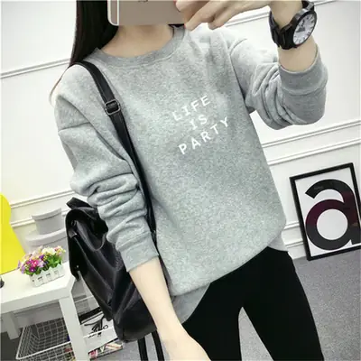 Women Fleece Printed Long Sleeve T-Shirt Navy Blue Party Wear
