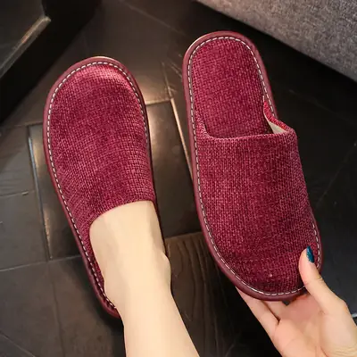 Winter Cotton Slip-On Slippers Maroon Non-Slip