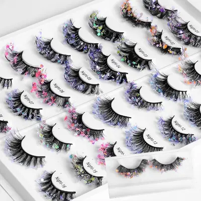 False Eyelashes Velvet Glitter Black Night-04